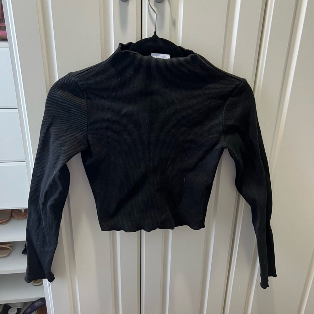 Princess Polly Black Cropped Mock Neck